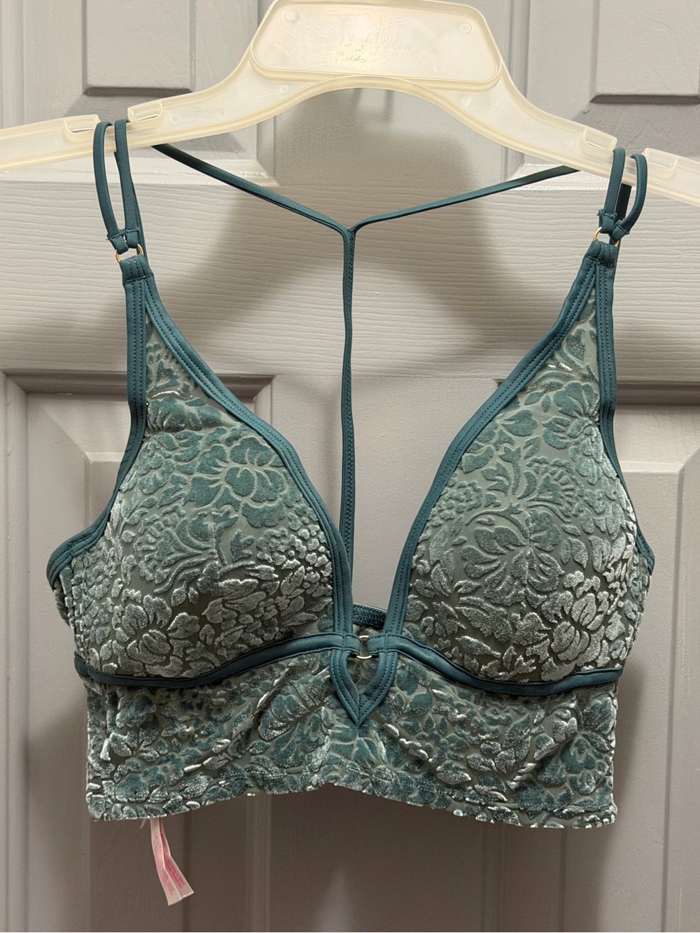 PINK by Victoria's Secret Green Velvet Triangle Lightly Lined Bralette Small